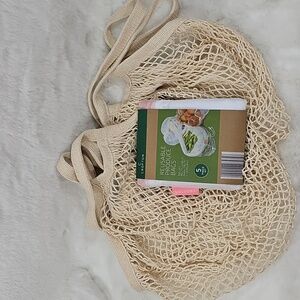 Cotton Mesh Reusable Grocery Bags  (2) And One 5 Piece Set Rwusable Produce Bags